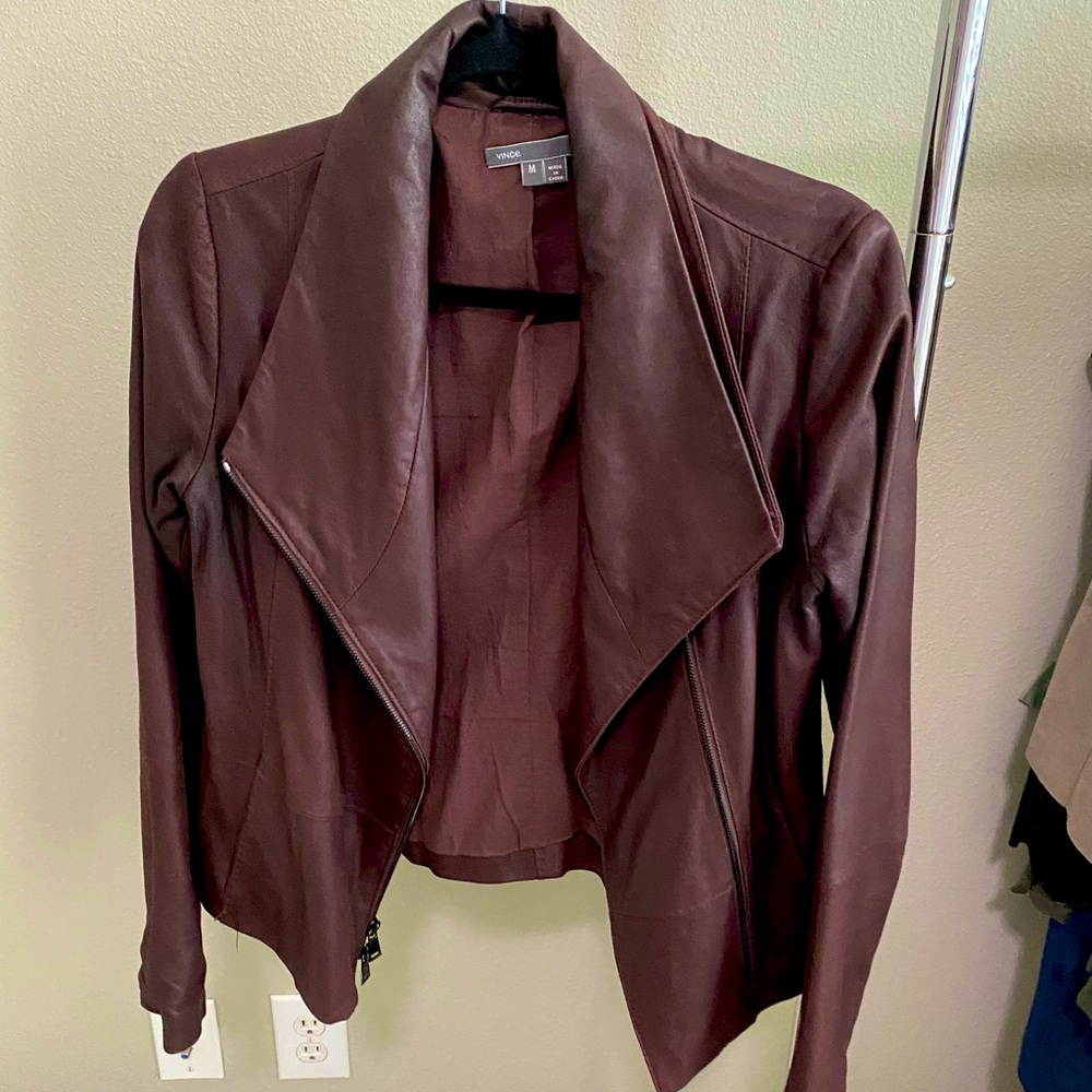 Vince. Leather Jacket | real leather, M, burgundy, barely worn